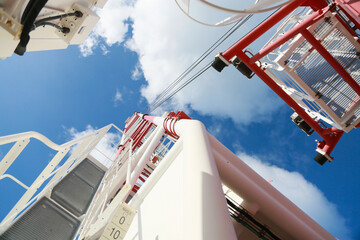 Crane under maintenance routine job by crane operator or technician, fix and service crane with preventive maintenance schedule,Technician service the hydraulic system and controller of crane station.