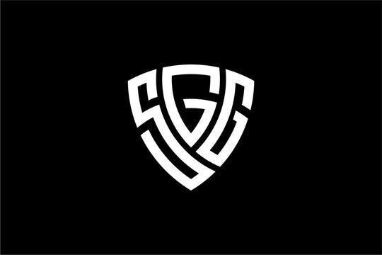 SGG creative letter shield logo design vector icon illustration