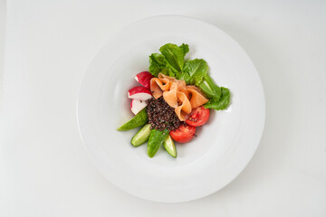 appetizer with red fish and vegetables