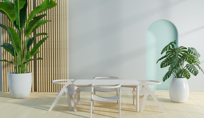 Mock up clean living room , 3D illustration rendering