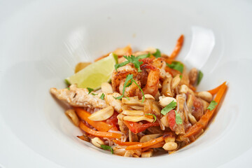 seafood with vegetables with wine sauce