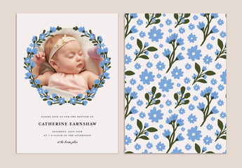Floral Baptism Invitation with Photo