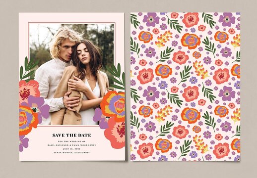 Save the Date Floral Template with Photo