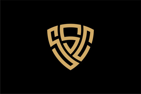 SSC creative letter shield logo design vector icon illustration