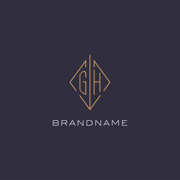 Initial letter GH logo monogram with diamond rhombus style design ideas