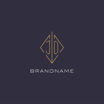 Initial Letter JO Logo Monogram With Diamond Rhombus Style Design Ideas