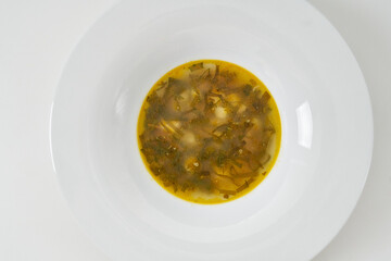 delicious soup on a white plate