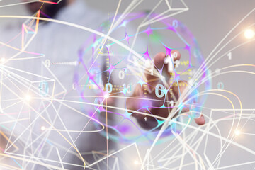 connected symbols for digital, interactive and global communication concept