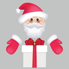 Santa Claus gives gifts. Christmas design
