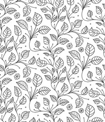 Leaf pattern vector background. Textile decor ornament. Seamless texture retro design. Print flower pattern.