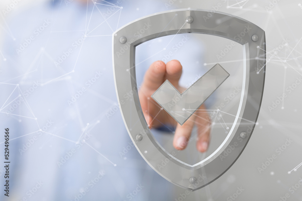 Wall mural security data code digital in hand