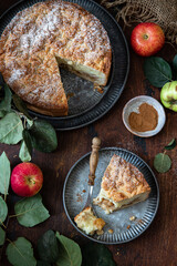 Apple Cake with cream and Crumble