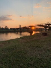 Fototapeta premium sunset over the river