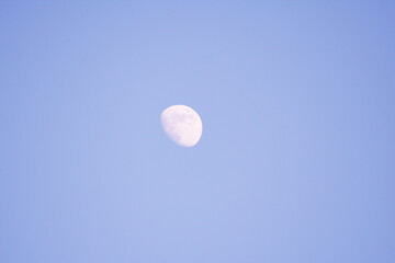 Clear blue morning sky moon