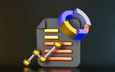 document sign with chart pie on dark background 3d render concept for financial information