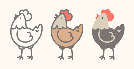 Farm bird. Vector chicken characters. Logo