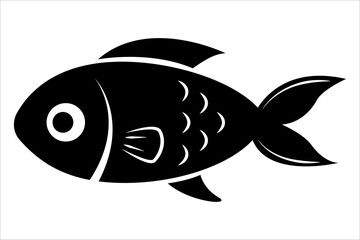 Obraz premium Fish illustration in black and white. Monochrome abstract fish icon isolated on white background.