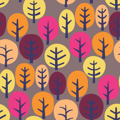 Seamless pattern with autumn trees