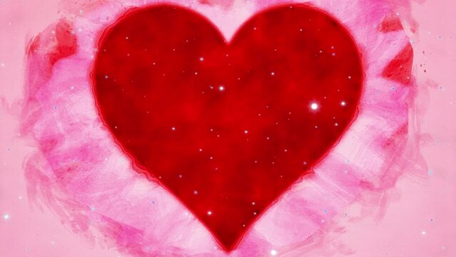 Cinemagraph of moving red heart in watercolour style
