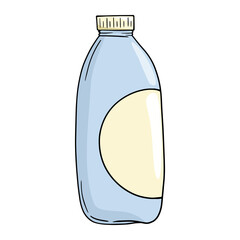 High light blue plastic milk bottle, copy space, cartoon vector