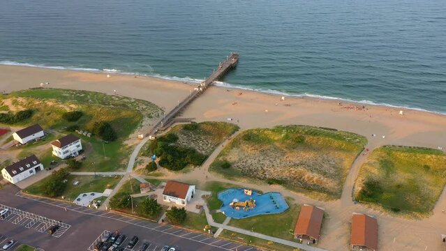 Aerial View of the Little Island Park and Pier in Sandbridge in Virginia Beach