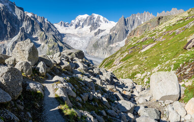Fototapeta na wymiar The Mont Blanc massif and Les Aiguilles towers - Savoy alps.