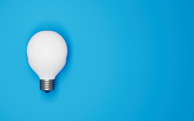 3d illustration of LED bulb turned off in blue background for graphic resource use