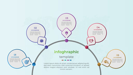 	
Creative five step circular business infographic diagram