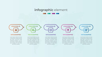 	
Five step business timeline infographic element