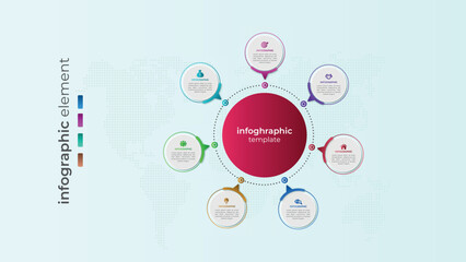 Gradient six step circular business infographic diagram