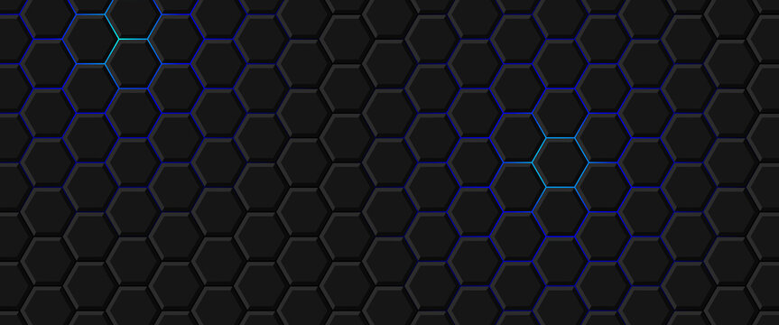 cell light 3d honey bee black blue metallic dark embossed hexagon light and shadow gray background honeycomb paper