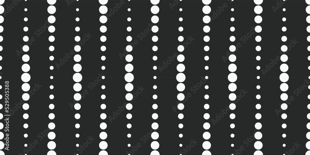 Aufkleber White circles in a row vertically. Dotted line design made up of dots on a black background.