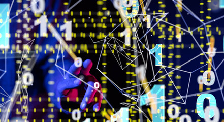 Global network. Blockchain. 3D illustration. Neural networks and artificial intelligence. Abstract