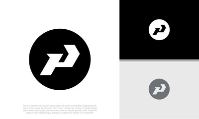Initial P logo design. Innovative high tech logo template.