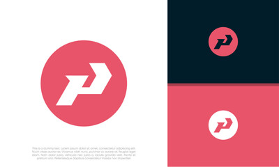 Initial P logo design. Innovative high tech logo template.