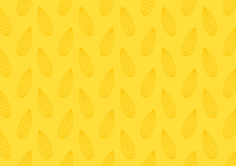 Corn icon. Corn doodle pattern wallpaper. Corn on yellow background.