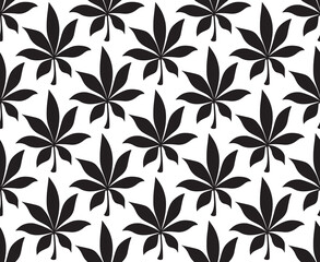 Cannabis cartoon illustration. Hemp pattern seamless vector illustration. Marijuana background