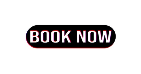 book now thin line badge.