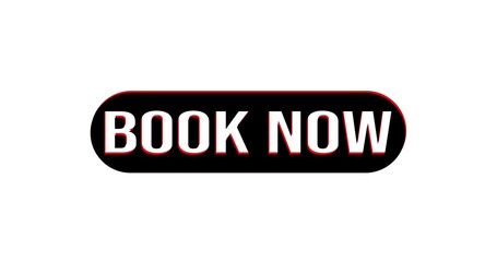 book now thin line badge.
