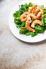 shrimp salad seafood healthy meal food snack diet on the table copy space food background rustic top view`