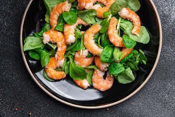 shrimp salad seafood healthy meal food snack diet on the table copy space food background rustic top view`