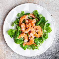 shrimp salad seafood healthy meal food snack diet on the table copy space food background rustic top view`