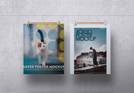 Poster Mockup 40 X 50 Hanging Hanger