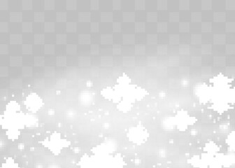 Snow and wind on a transparent background. White gradient decorative element.vector illustration.