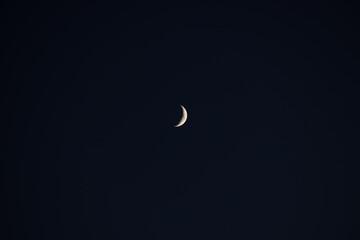 Waxing crescent moon, night-sky