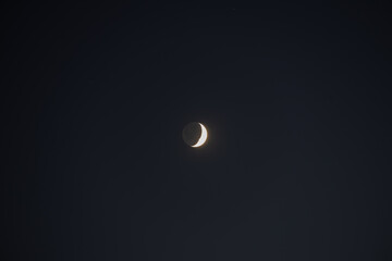 Waxing crescent moon, night-sky