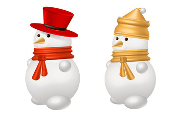 Illustration of a snowman in various angles. New Year, Christmas, holiday.