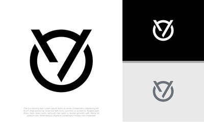 Initial V logo design. Innovative high tech logo template. Template label for blockchain technology.	