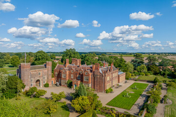 Fototapeta na wymiar Hodsock Priory, historic home in the United Kingdom. Historical links with Henry VIII and kings. Home to the Sheriff of Nottingham just outside the village of Blyth near Worksop in Nottinghamshire 