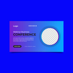 Editable Online conference web banner template or social media banner design